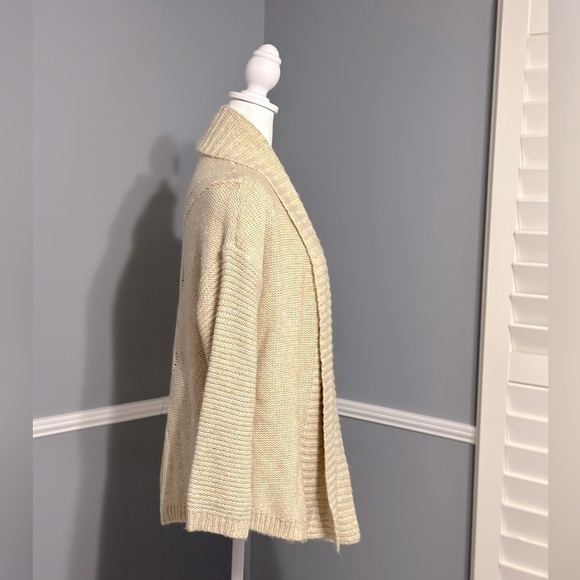 Chico's‎ Cozy Soft Open Front Cable Knit Sweater Cardigan Size Medium Neutral - Picture 2 of 6